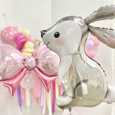 1 τμχ Grey Bunny Balloon Long Ears Rabbit Helium Balloon Baby Shower Γάμος Διακόσμηση πάρτι γενεθλίων Μπαλόνι με φύλλο αλουμινίου