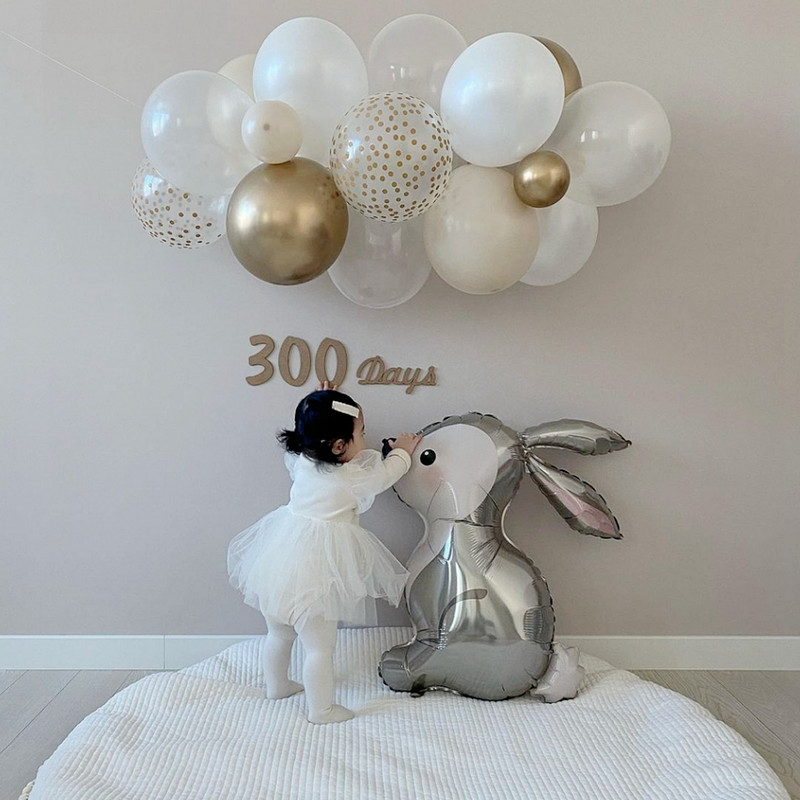 1 buc. Balon de iepuraș gri, urechi lungi, balon cu heliu de iepure, pentru baby shower, decorare pentru nunta, pentru petrecerea de naștere, balon din folie de aluminiu