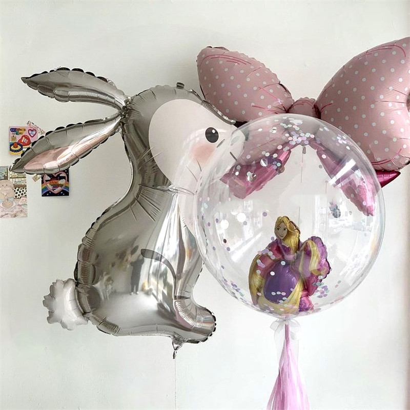 1 buc. Balon de iepuraș gri, urechi lungi, balon cu heliu de iepure, pentru baby shower, decorare pentru nunta, pentru petrecerea de naștere, balon din folie de aluminiu