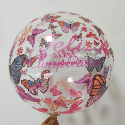 Baloane BoBo imprimate cu fluturi de 20 inch La mulți ani Balon transparent cu bule pentru petrecere de naștere pentru baby shower Decorații de nuntă