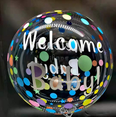 Baloane BoBo imprimate cu fluturi de 20 inch La mulți ani Balon transparent cu bule pentru petrecere de naștere pentru baby shower Decorații de nuntă