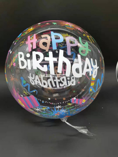 Baloane BoBo imprimate cu fluturi de 20 inch La mulți ani Balon transparent cu bule pentru petrecere de naștere pentru baby shower Decorații de nuntă