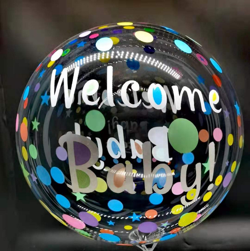 Baloane BoBo imprimate cu fluturi de 20 inch La mulți ani Balon transparent cu bule pentru petrecere de naștere pentru baby shower Decorații de nuntă