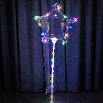 1 komplekti LED läbipaistev õhupall läbipaistev Bobo õhupall LED valgusega, ümmarguse südamekujulise tähekujulise õhupalliga õhupallid sünnipäevapeo kaunistamiseks