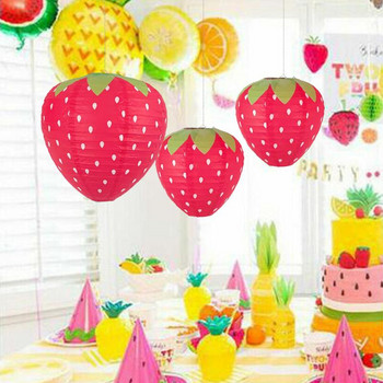Χάρτινα φαναράκια σε σχήμα φράουλας Διακόσμηση πάρτι για γενέθλια Γάμος Baby Shower Σπίτι Διακοσμητικό Κρεμαστό Χαρτί Φωτιστικό μπάλας Φράουλα