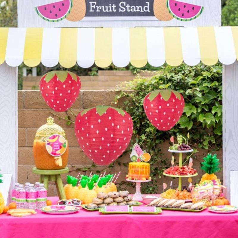 Maasikakujulised paberist laternad peokaunistused sünnipäevaks pulmadeks Baby Shower Kodu dekoratiivne rippuv paberist maasika kuullamp