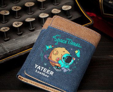 Τρέχον ανδρικό πορτοφόλι με επιγραφή και εφαρμογή