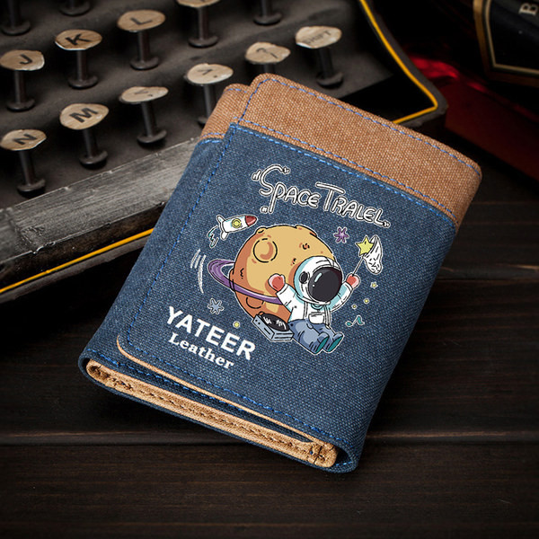 Τρέχον ανδρικό πορτοφόλι με επιγραφή και εφαρμογή