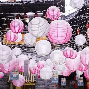 Λευκό Χρυσό Ασημί Ροζ Μπλε Στρογγυλό Κινέζικο Χάρτινο Φανάρι Σπίτι Κρεβατοκάμαρα Γάμος Διακόσμηση πάρτι γενεθλίων Lampion Εορταστικές προμήθειες