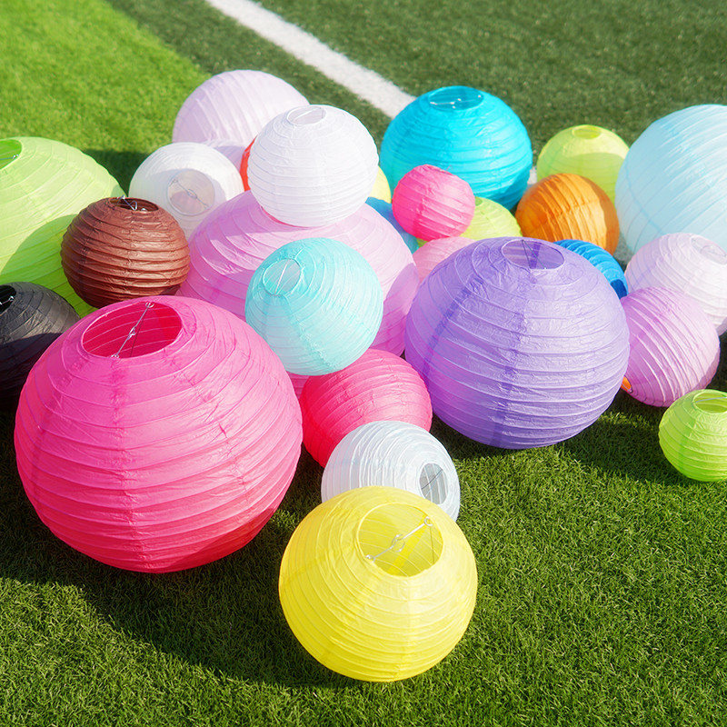 Baltas auksas Sidabras Rožinė Mėlyna Apvalus Kiniškas Popierinis Žibintas Namai Miegamasis Vestuvių Gimtadienio vakarėlio dekoravimas Lampion šventiniai reikmenys