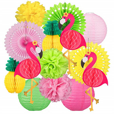 Set de decorațiuni pentru petrecerea de vară, ananas, felinare din hârtie, lămpi, minge de ananas din fagure pentru ziua de naștere, petrecere tropicală hawaiană