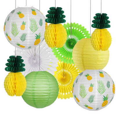 Set de decorațiuni pentru petrecerea de vară, ananas, felinare din hârtie, lămpi, minge de ananas din fagure pentru ziua de naștere, petrecere tropicală hawaiană