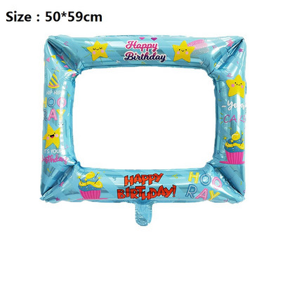 Cabina foto de zi de naștere Baloane din folie La mulți ani Rama foto Globos Recuzită foto Decoratiuni pentru petrecerea de aniversare Copii Baby Shower Băiat