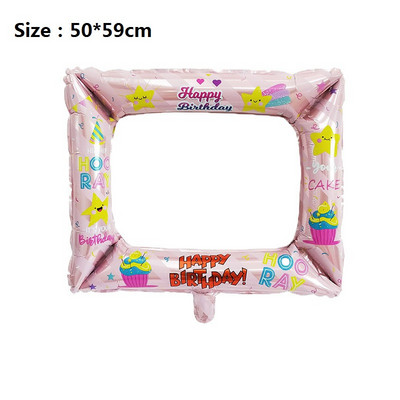 Cabina foto de zi de naștere Baloane din folie La mulți ani Rama foto Globos Recuzită foto Decoratiuni pentru petrecerea de aniversare Copii Baby Shower Băiat