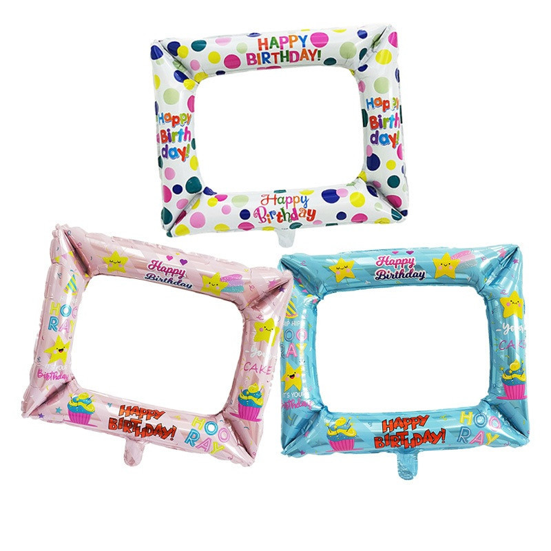 Cabina foto de zi de naștere Baloane din folie La mulți ani Rama foto Globos Recuzită foto Decoratiuni pentru petrecerea de aniversare Copii Baby Shower Băiat