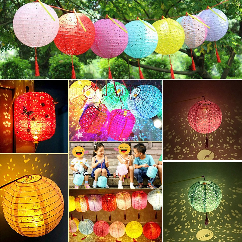DIY Mid-Autumn Festival Φορητά φανάρια LED Χάρτινο φανάρι Κοίλο φανάρι Διακόσμηση για Παιδιά Diy Lampshade Party
