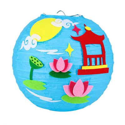 20cm Cute Rabbit Flower Moon Mid Autumn Lantern Portable Cartoon DIY Lantern στρογγυλό χαρτί Φανάρι πάρτι μέσα στο φθινόπωρο