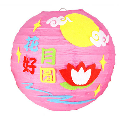 20cm Cute Rabbit Flower Moon Mid Autumn Lantern Portable Cartoon DIY Lantern στρογγυλό χαρτί Φανάρι πάρτι μέσα στο φθινόπωρο