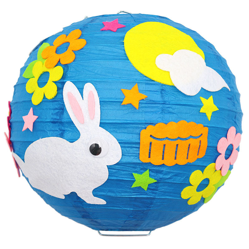 20cm Cute Rabbit Flower Moon Mid Autumn Lantern Portable Cartoon DIY Lantern στρογγυλό χαρτί Φανάρι πάρτι μέσα στο φθινόπωρο