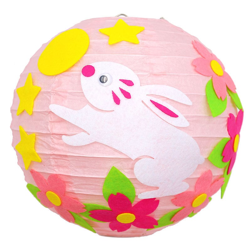 20cm Cute Rabbit Flower Moon Mid Autumn Lantern Portable Cartoon DIY Lantern στρογγυλό χαρτί Φανάρι πάρτι μέσα στο φθινόπωρο
