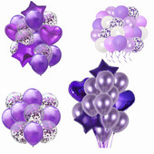 Decoratiuni de Anul Nou 2022 Set de baloane metalice confetti violet de 12 inch Decor petrecere de aniversare Copii Adulti Baby Shower Globo de nunta