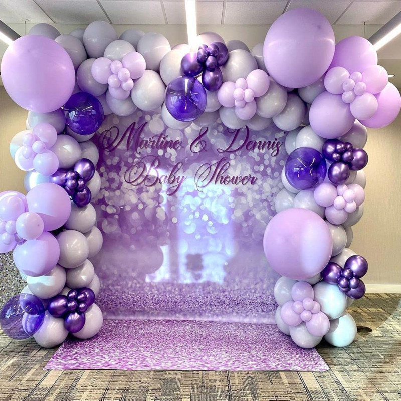 Decoratiuni de Anul Nou 2022 Set de baloane metalice confetti violet de 12 inch Decor petrecere de aniversare Copii Adulti Baby Shower Globo de nunta