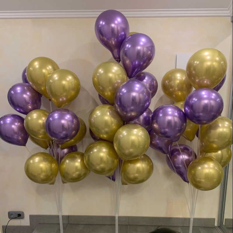 Decoratiuni de Anul Nou 2022 Set de baloane metalice confetti violet de 12 inch Decor petrecere de aniversare Copii Adulti Baby Shower Globo de nunta