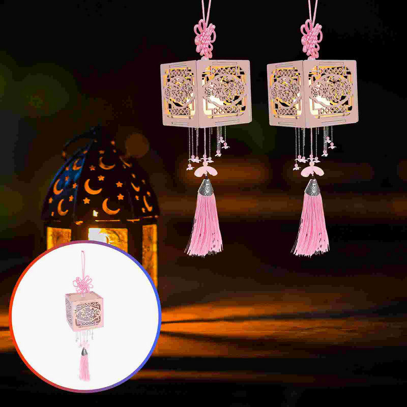 Lanternă cu led, felinare agățate, trusă decorativă din lemn, mini lampă de Crăciun de hârtie goală, material antic, sărbători