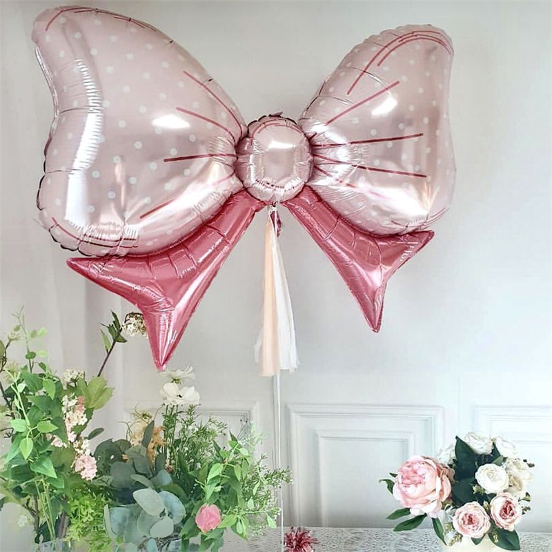 1 buc. Baloane din folie cu fundă mare, albastru, roz, decorațiuni pentru petrecerea de aniversare pentru copii, cadou pentru fete, rozetă umflată, globuri pentru baby shower, balon cu heliu