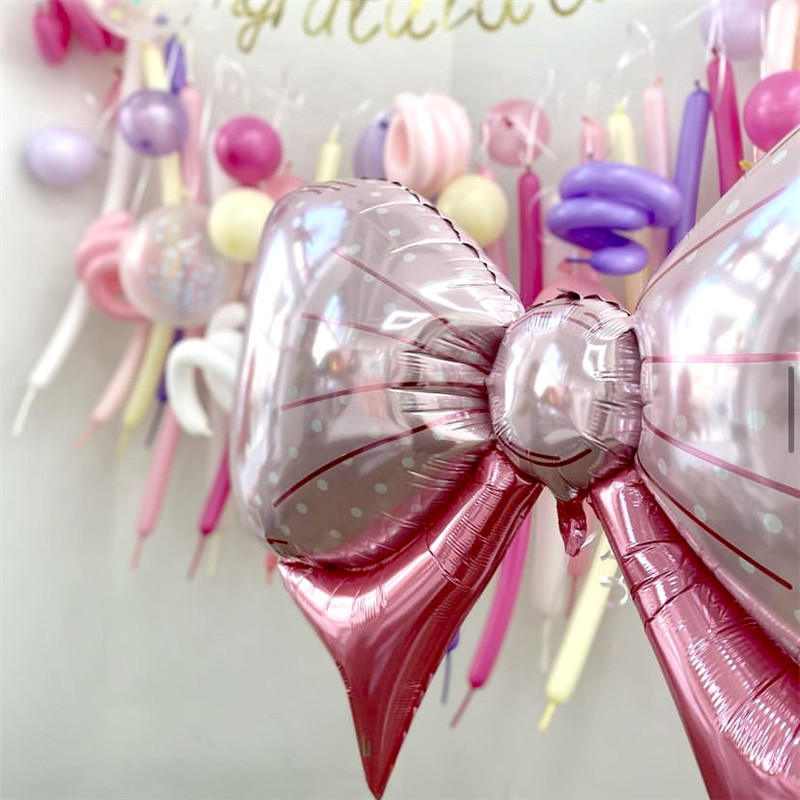 1 buc. Baloane din folie cu fundă mare, albastru, roz, decorațiuni pentru petrecerea de aniversare pentru copii, cadou pentru fete, rozetă umflată, globuri pentru baby shower, balon cu heliu