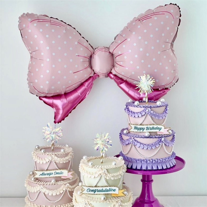 1 buc. Baloane din folie cu fundă mare, albastru, roz, decorațiuni pentru petrecerea de aniversare pentru copii, cadou pentru fete, rozetă umflată, globuri pentru baby shower, balon cu heliu