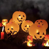5 bucăți 12 inch baloane din latex dovleac de Halloween cu LED-uri care strălucesc în întuneric Baloane fantomă de dovleac Decoratiuni pentru petrecerea de Halloween