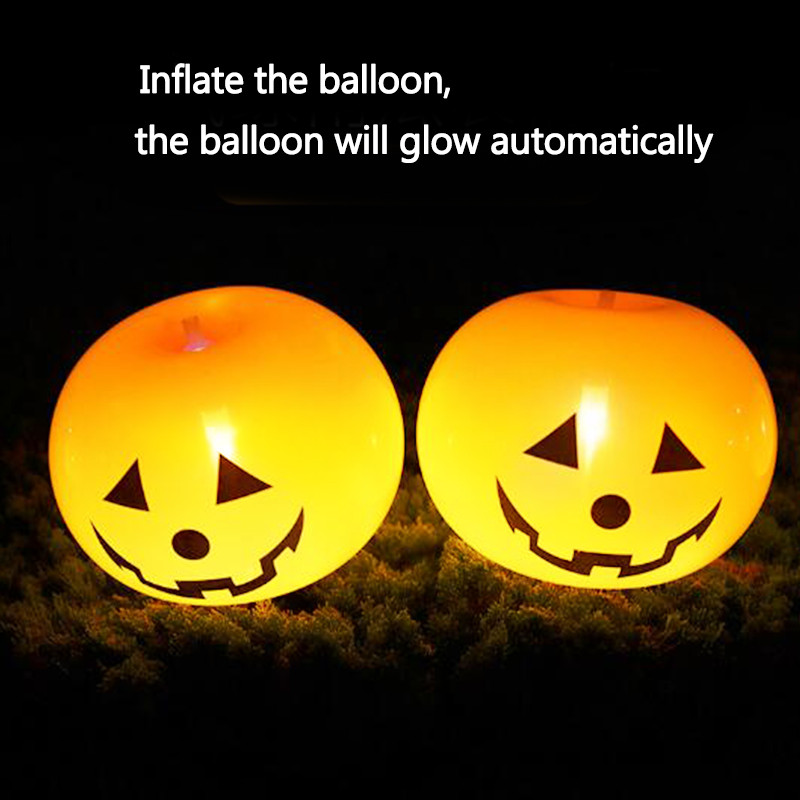 5 bucăți 12 inch baloane din latex dovleac de Halloween cu LED-uri care strălucesc în întuneric Baloane fantomă de dovleac Decoratiuni pentru petrecerea de Halloween