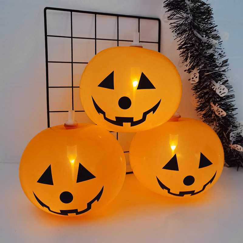 5 bucăți 12 inch baloane din latex dovleac de Halloween cu LED-uri care strălucesc în întuneric Baloane fantomă de dovleac Decoratiuni pentru petrecerea de Halloween