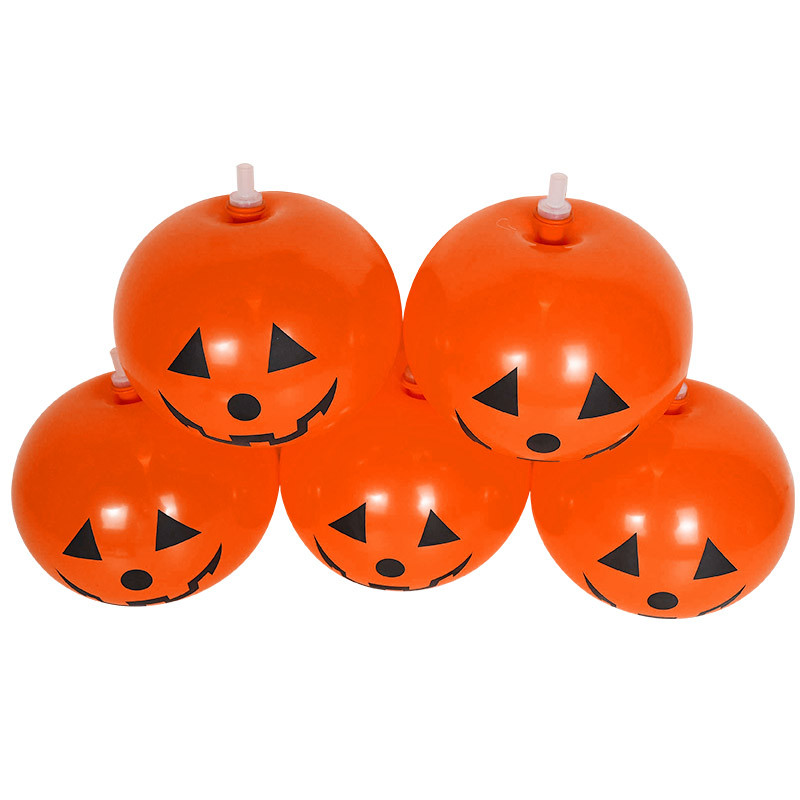 5 bucăți 12 inch baloane din latex dovleac de Halloween cu LED-uri care strălucesc în întuneric Baloane fantomă de dovleac Decoratiuni pentru petrecerea de Halloween