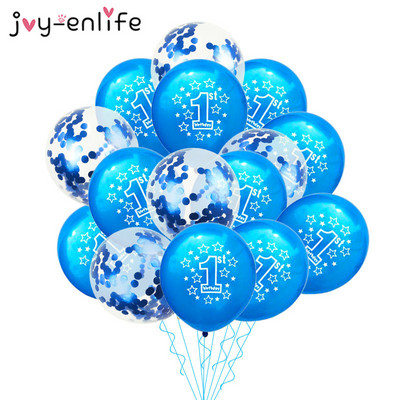 10/15 buc. Baloane pentru prima zi de naștere, confetti albastre Baloane din latex pentru băiat, un copil de 1 an, decorațiuni pentru prima zi de naștere, pentru Baby Shower
