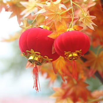 30 τμχ 3/4 cm Small Flocking Red Lanterns DIY Mini Lucky Hanging Lantern Wedding Party Decor Κινεζική Άνοιξη Δώρο Πρωτοχρονιάς