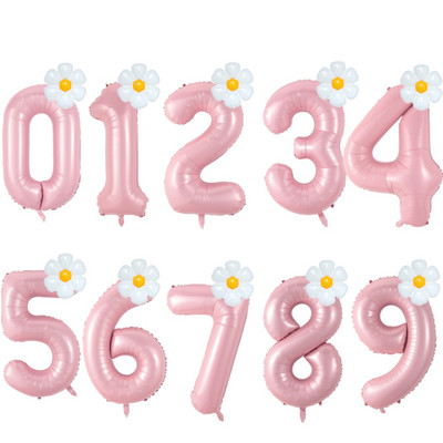 2 τμχ Μπαλόνια με φύλλο μαργαρίτας Σετ Μακαρόν Ροζ Μπλε 40 ιντσών Μπαλόνι Αριθμός 0-9 Παιδικά Διακοσμητικά πάρτι γενεθλίων Baby Shower Air Globes