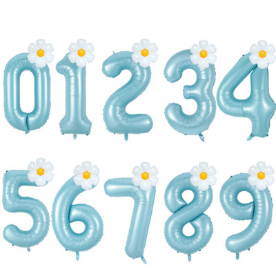 2 τμχ Μπαλόνια με φύλλο μαργαρίτας Σετ Μακαρόν Ροζ Μπλε 40 ιντσών Μπαλόνι Αριθμός 0-9 Παιδικά Διακοσμητικά πάρτι γενεθλίων Baby Shower Air Globes