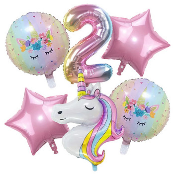 142 τμχ Rainbow Unicorn Balloons Arch Garland Kit Παστέλ ροζ μωβ μπαλόνια κομφετί για διακοσμήσεις για πάρτι γενεθλίων για μωρά