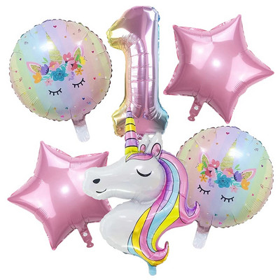 Kit de 142 de baloane cu unicorn curcubeu pentru ghirlande cu arc, roz pastel, mov, confeti, pentru decorațiuni pentru petrecerea de ziua de naștere.