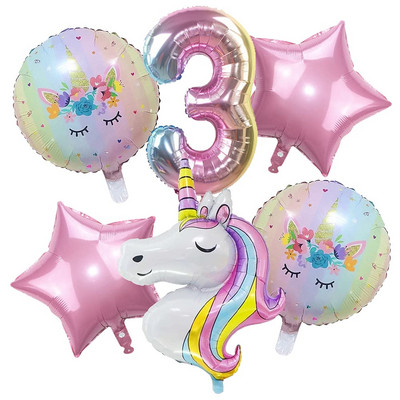 Kit de 142 de baloane cu unicorn curcubeu pentru ghirlande cu arc, roz pastel, mov, confeti, pentru decorațiuni pentru petrecerea de ziua de naștere.
