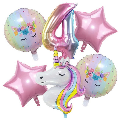 Kit de 142 de baloane cu unicorn curcubeu pentru ghirlande cu arc, roz pastel, mov, confeti, pentru decorațiuni pentru petrecerea de ziua de naștere.
