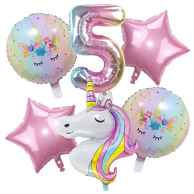 Kit de 142 de baloane cu unicorn curcubeu pentru ghirlande cu arc, roz pastel, mov, confeti, pentru decorațiuni pentru petrecerea de ziua de naștere.