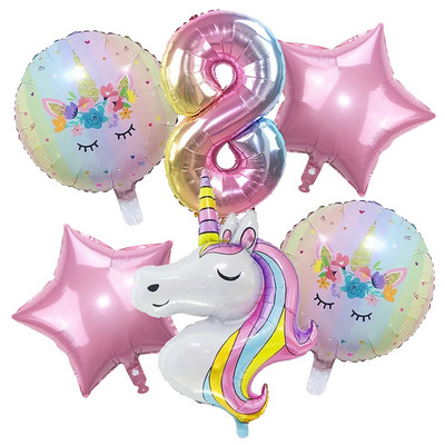 Kit de 142 de baloane cu unicorn curcubeu pentru ghirlande cu arc, roz pastel, mov, confeti, pentru decorațiuni pentru petrecerea de ziua de naștere.