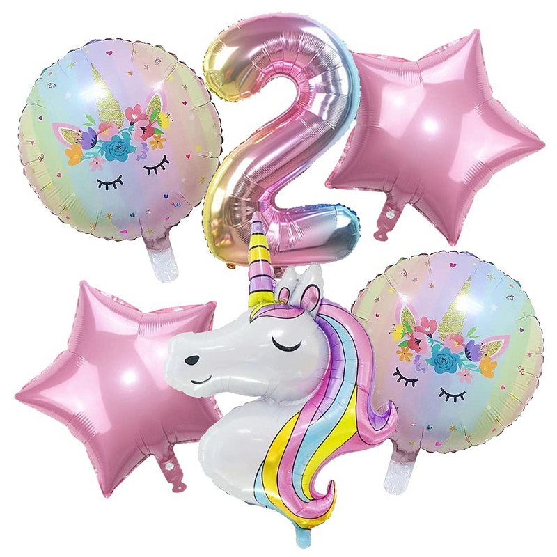 Kit de 142 de baloane cu unicorn curcubeu pentru ghirlande cu arc, roz pastel, mov, confeti, pentru decorațiuni pentru petrecerea de ziua de naștere.