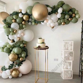 Авокадо зелени балони гирлянда арка комплект златни конфети бяла кожа комплект балони за рожден ден сватба бебешки душ декор