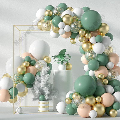 Авокадо зелени балони гирлянда арка комплект златни конфети бяла кожа комплект балони за рожден ден сватба бебешки душ декор
