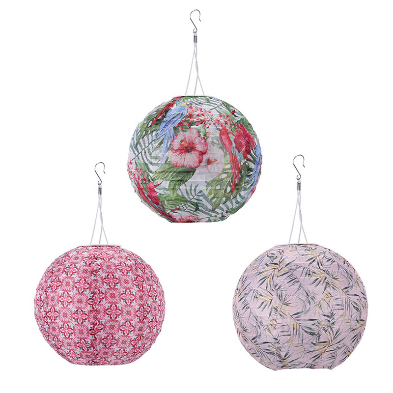 Prinditud ümmargune Hiina LED päikeselatern, pulmapeo-sünnipäevakaunistus pühadetarbed nailonlampide sisekujundus, 8/10 tolli