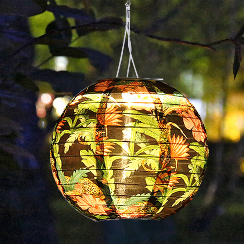 Prinditud ümmargune Hiina LED päikeselatern, pulmapeo-sünnipäevakaunistus pühadetarbed nailonlampide sisekujundus, 8/10 tolli